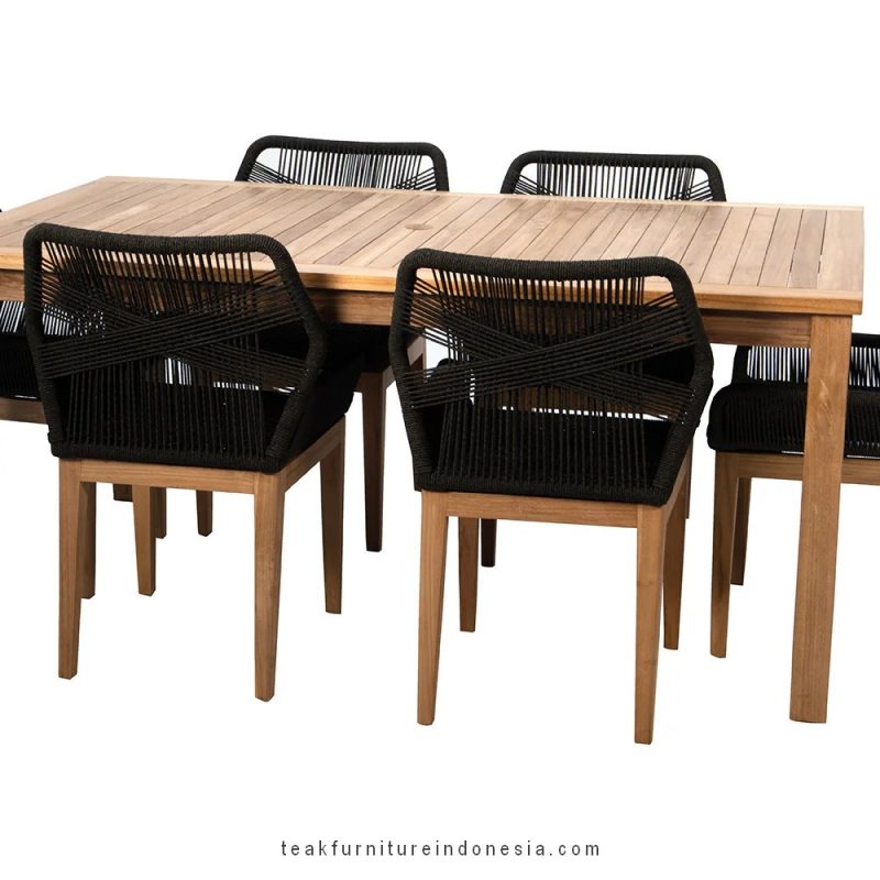 teak and rope outdoor dining set