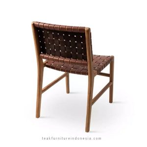 teak wood & genuine leather dining chairs