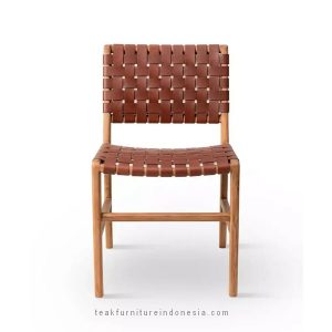 teak wood & genuine leather dining chairs