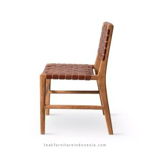 teak wood & genuine leather dining chairs