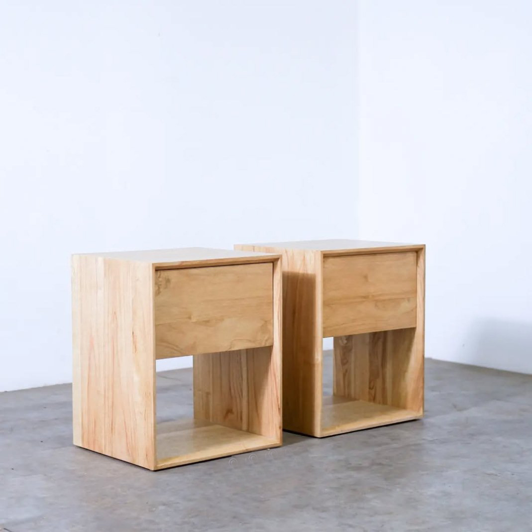 solid teak bedside table