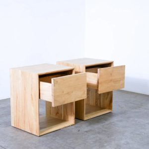 solid teak bedside table