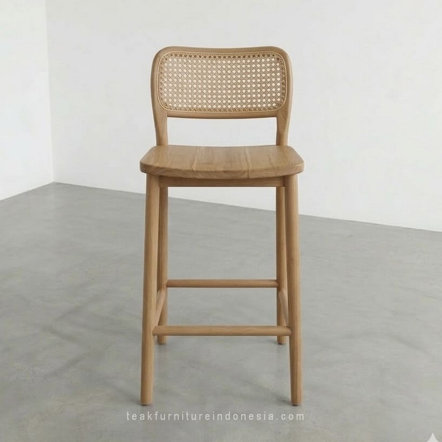 teak and rattan bar stool