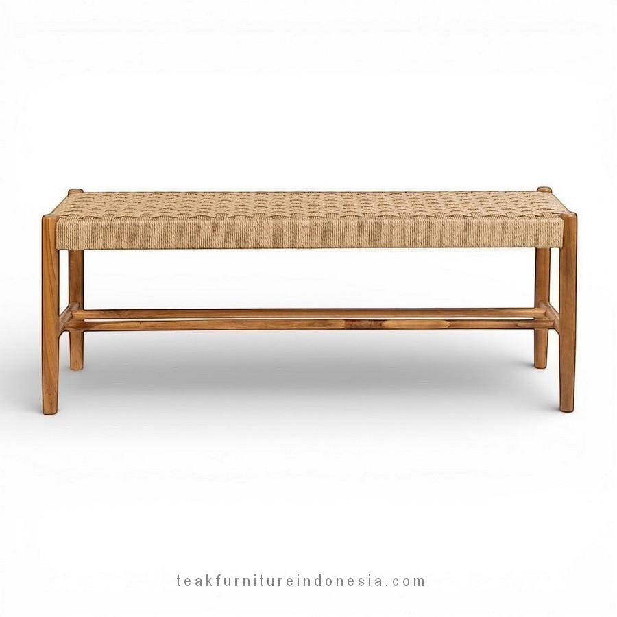 teak and rope bench
