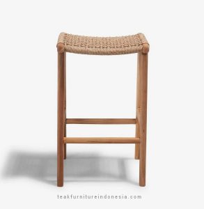 teak wood and synthetic rattan bar stool