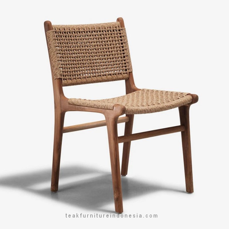 teak and synthetic rattan dining chair