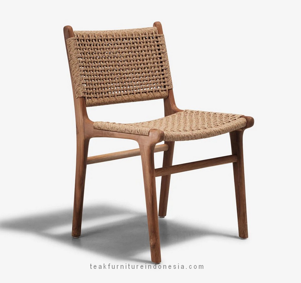 teak and synthetic rattan dining chair