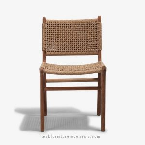 teak wood and synthetic rattan dining chair