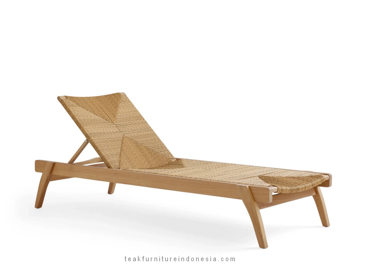 teak synthetic rattan sun lounger