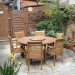 Premium Solid Teak Round Outdoor Dining Set with 6 Chairs