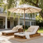 Premium Teak Outdoor Sun Lounger Set with Patio Umbrella