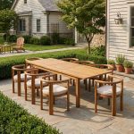 Modern Teak Wood Outdoor Dining Table Set for Resort & Villa