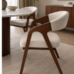 Modern Teak Wood Upholstered Dining Chair