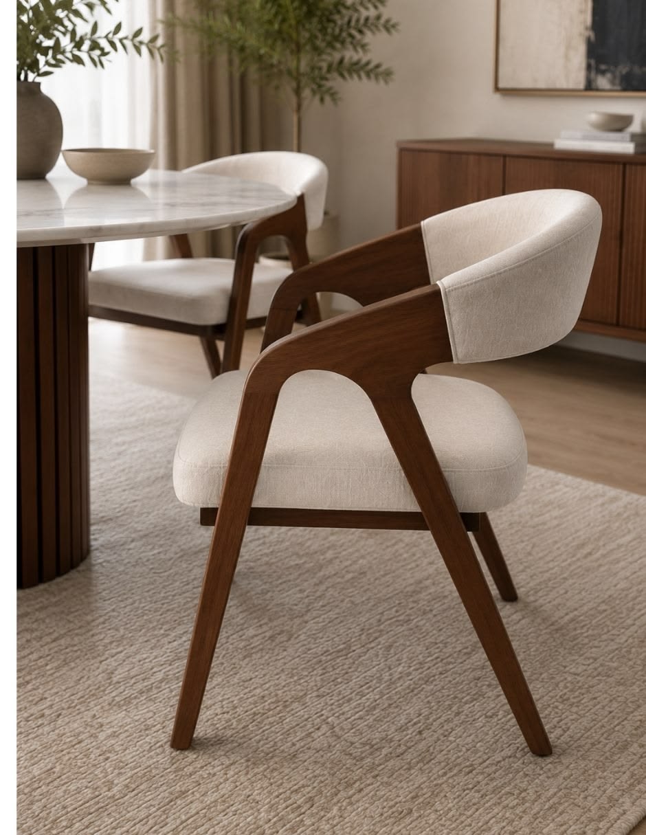 548885c10a57e90fc2a98edb85780d0e Modern Teak Wood Upholstered Dining Chair - Image 1