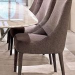 Elegant Fabric Dining Chair with Wooden Legs