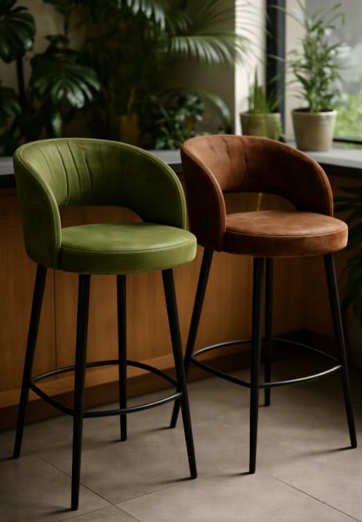 bar stol with cushoins Luxury Wooden Bar Stool – Elegant Modern Counter Seating - Image 1