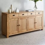 Solid Teak Wood Sideboard Cabinet with Drawers & Doors