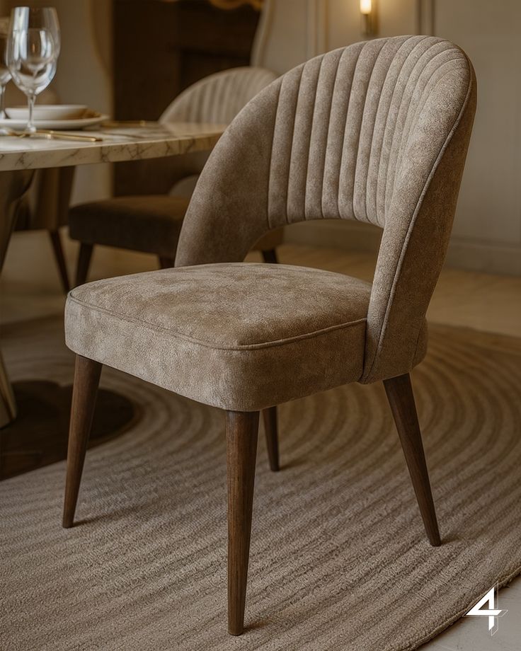 dining chair Luxury Upholstered Dining Chair – Solid Teak Wood Frame - Image 1