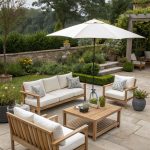 Natural Teak Garden Furniture Set – Outdoor Sofa & Coffee Table
